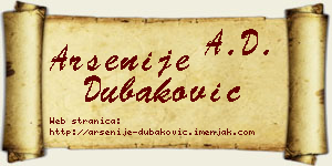 Arsenije Dubaković vizit kartica